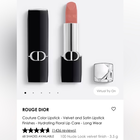 BRAND NEW x2 Dior Velvet 100 Nude Look & Satin 720 Icone Rouge Dior Lipsticks - Picture 1 of 5